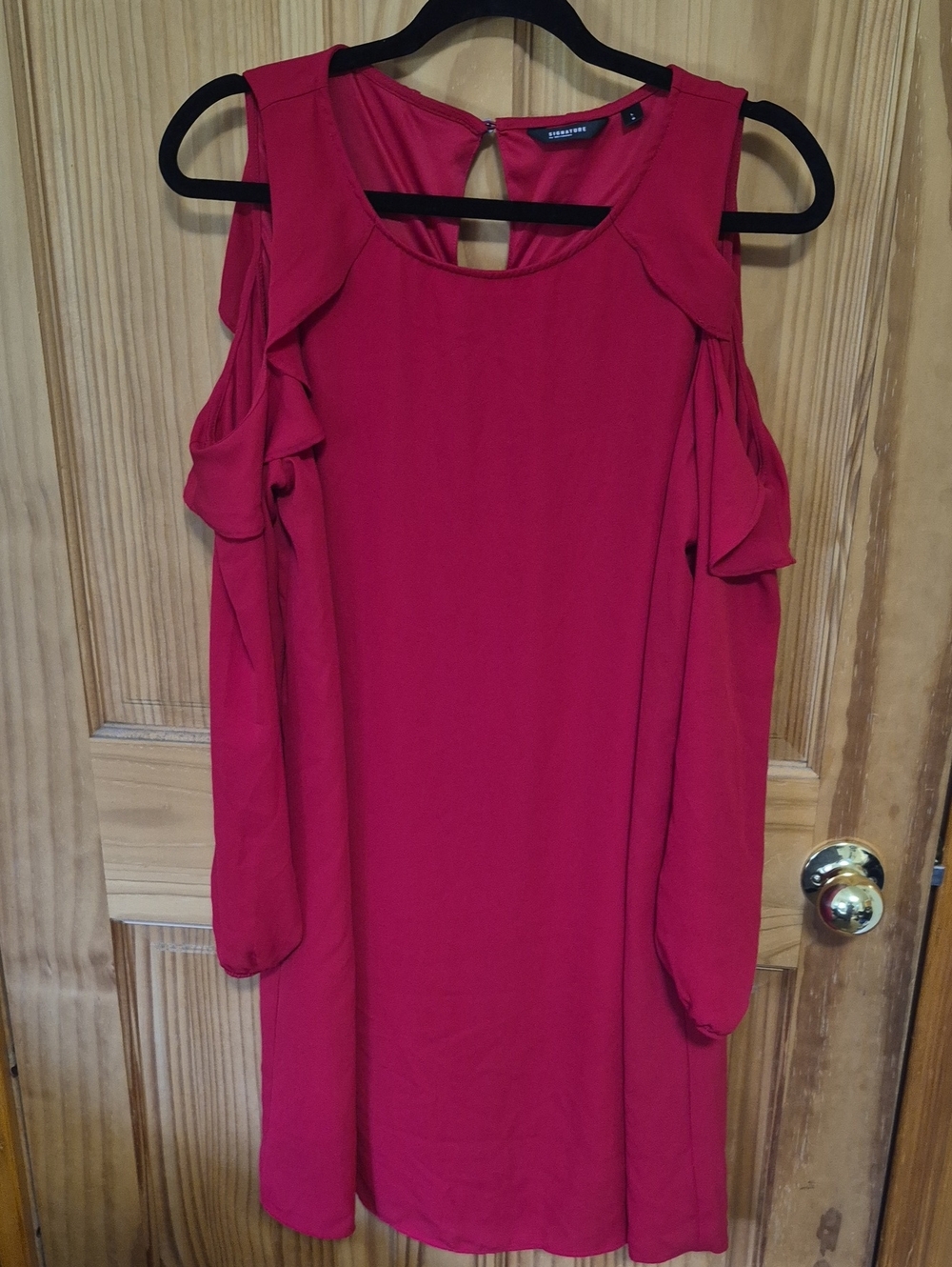 Reitmans Cold-Shoulder Ruffle Long-Sleeve Dress